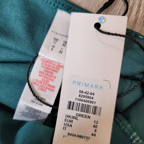 primark NWT green rushed satin type halter swim suit size 8 - Picture 3 of 4